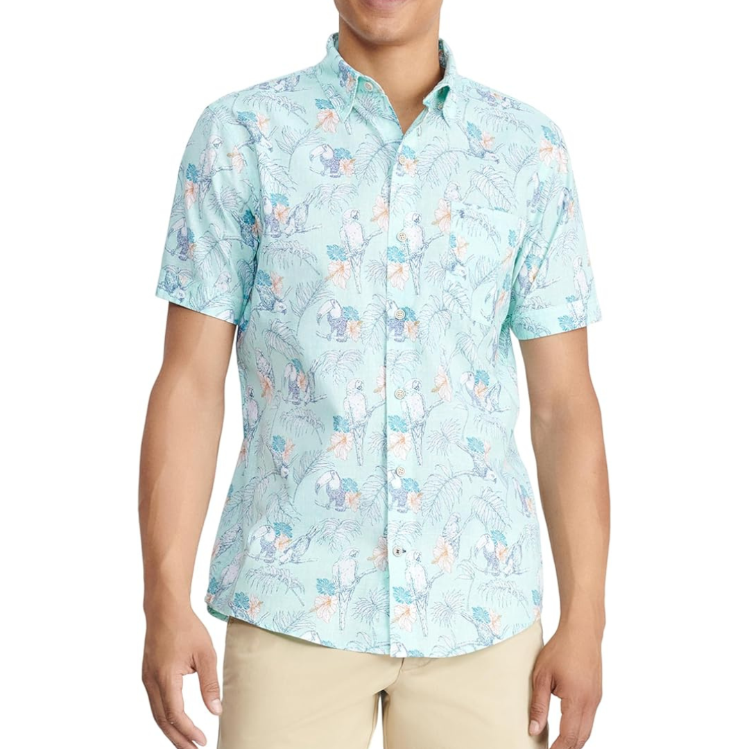 Izod Men's Saltwater Dockside Short Sleeve Button Down Shirt