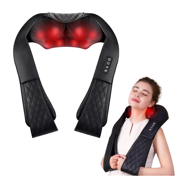 Corded Electric 4D Kneading Neck & Back Massager w/ Heat for Pain Relief