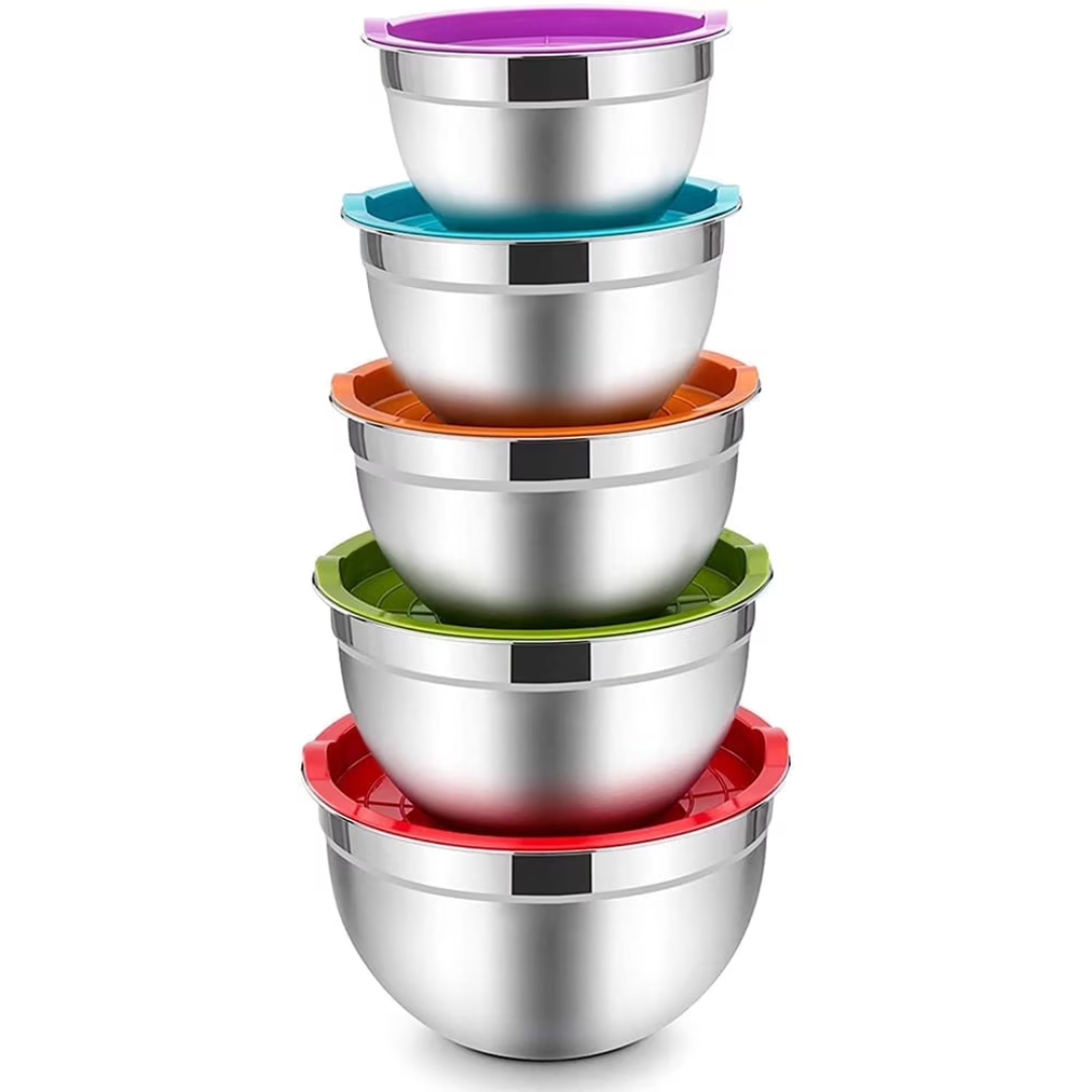 10-Piece Vesteel Stainless Steel Nested Mixing Bowls w/Lids (5 Colors)