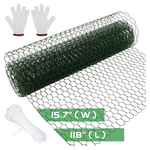 118" x 15.7" Green Mesh Chicken Wire With 50 Zip Ties