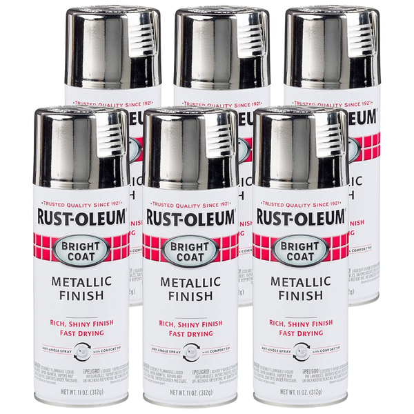 6-Pack 2oz Rust-Oleum Stops Rust Bright Coat Metallic Spray Paint
