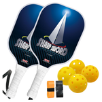 Fiberglass Pickleball Paddle Set 2 Rackets 4 Balls