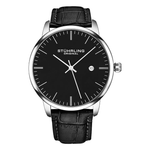 Men's Black Leather Strap Classic Minimalist Analog Wrist Watch