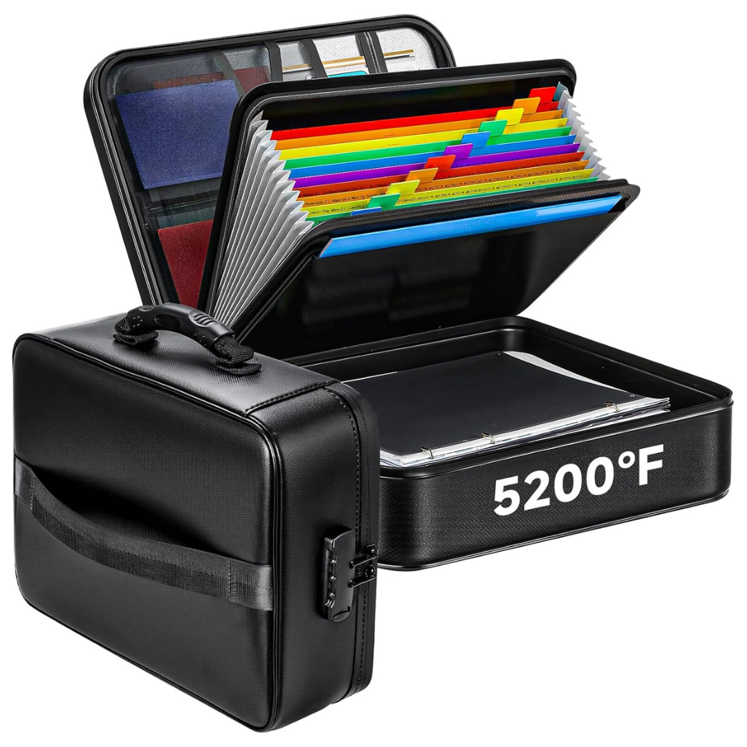 5200 Deg.F Fireproof & Waterproof Document File Organizer Bag W/ Lock