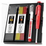 Carpenter Pencils Set With Sharpener & 13-Piece Lead Refills