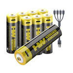 8-Count 1.5V 2800mWh HW Rechargeable Lithium AA Batteries W/ Charging Cable