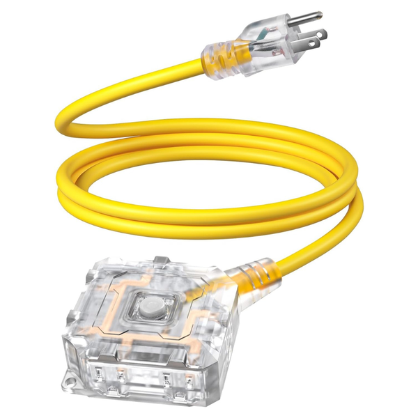 6FT Outdoor Extension Cord With 6 Outlets & On/Off Switch