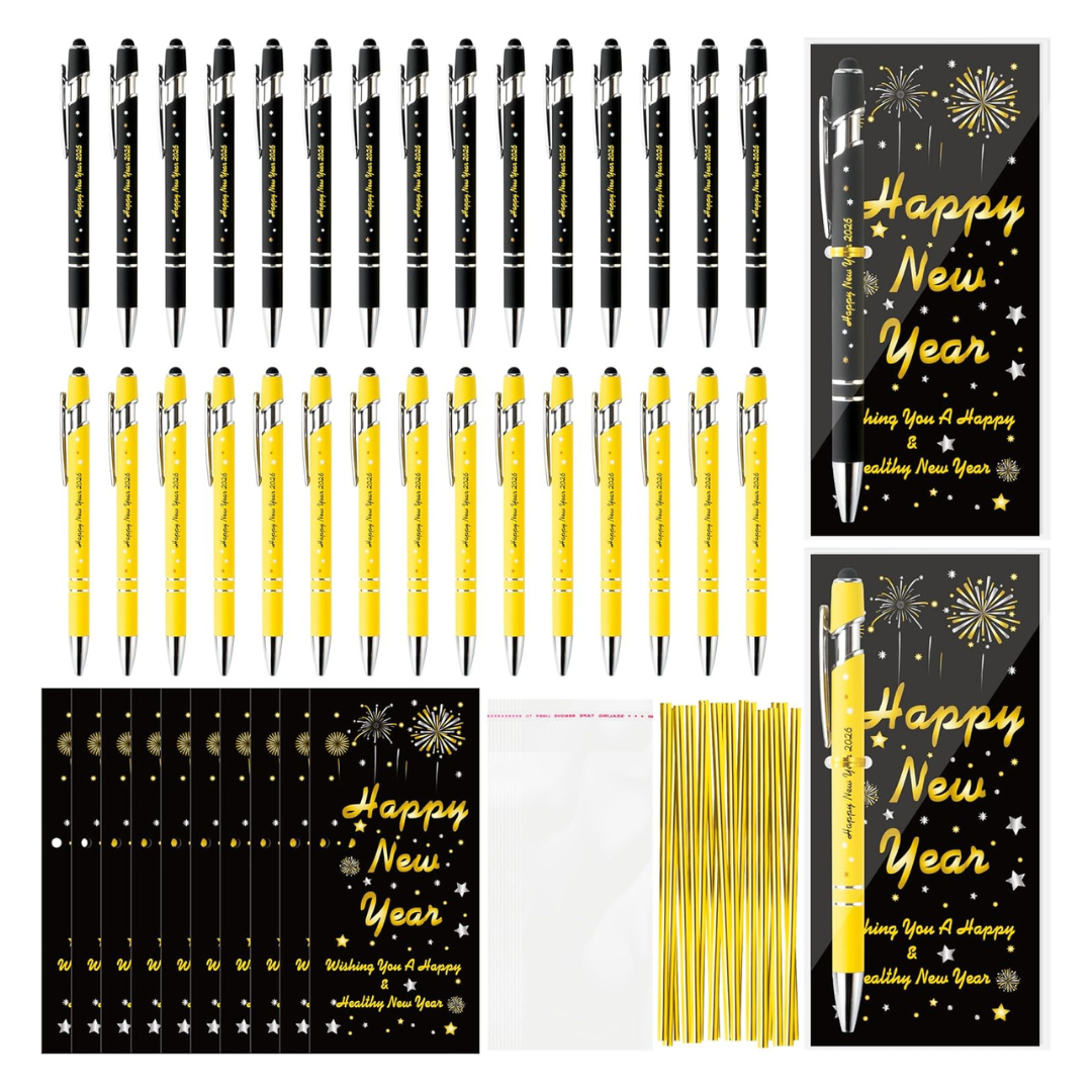 200-Piece Gold & Black Bookmark Cards With Metal Ballpoint Pens