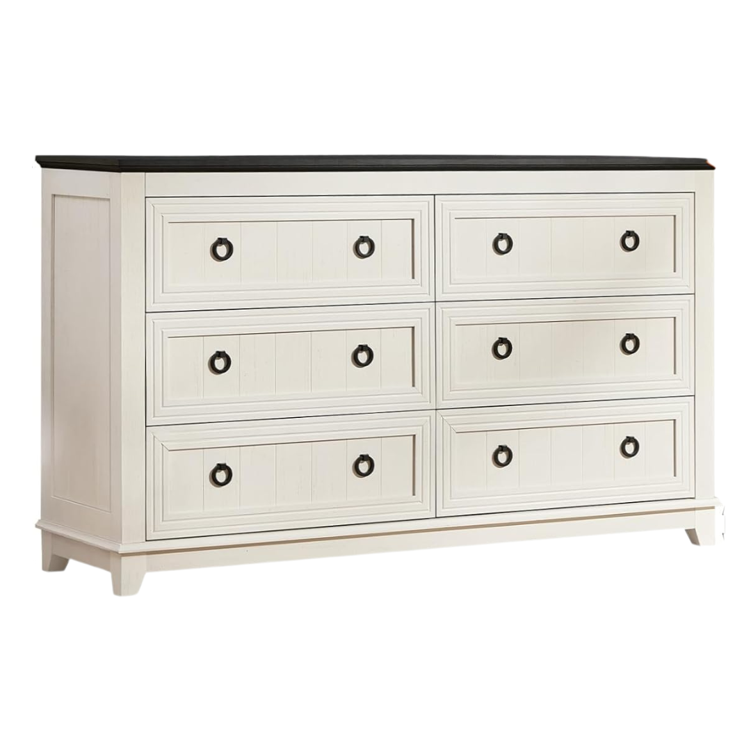 54" Joaxswe Farmhouse 6-Drawer Dresser White Chest Of Drawers