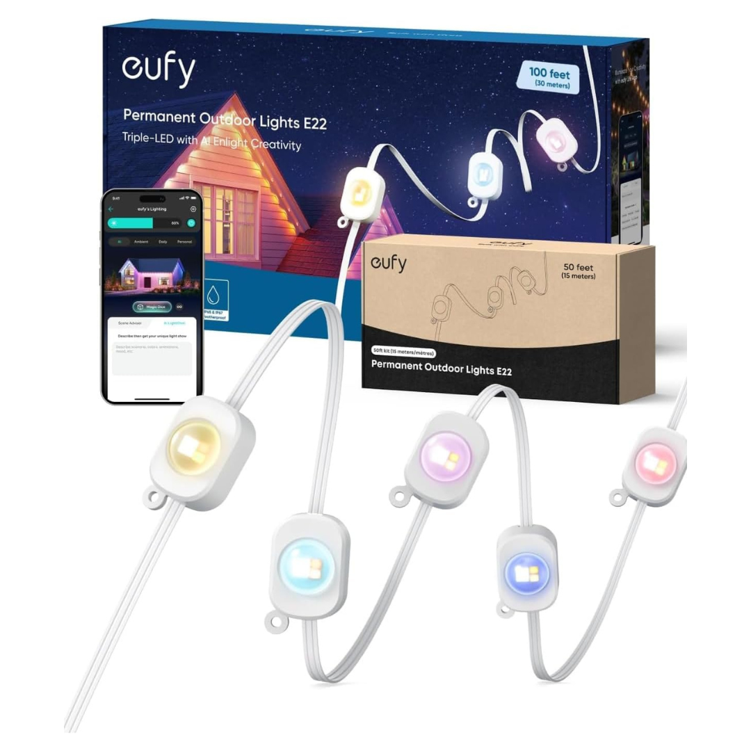150-Ft eufy E22 RGBWW Permanent Outdoor Lights W/ 90 Triple-LED Lights