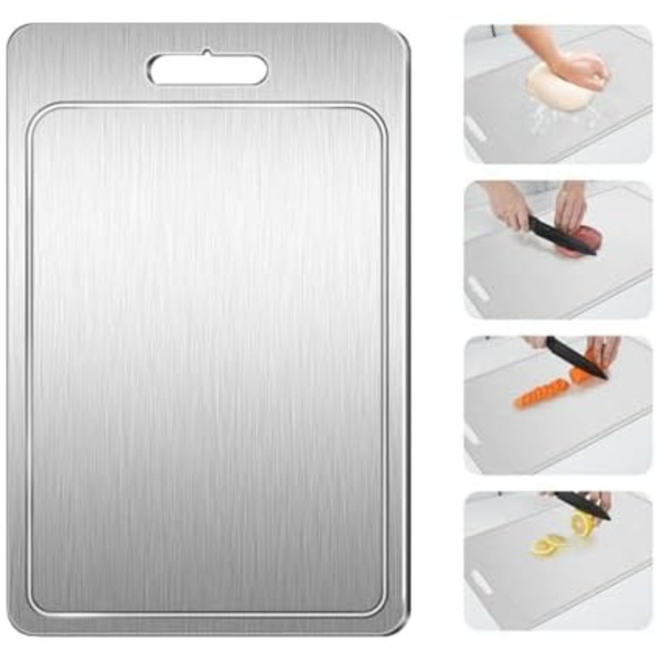 Titanium 18.1"L x 11.8"W Double Sided Metal Cutting Board