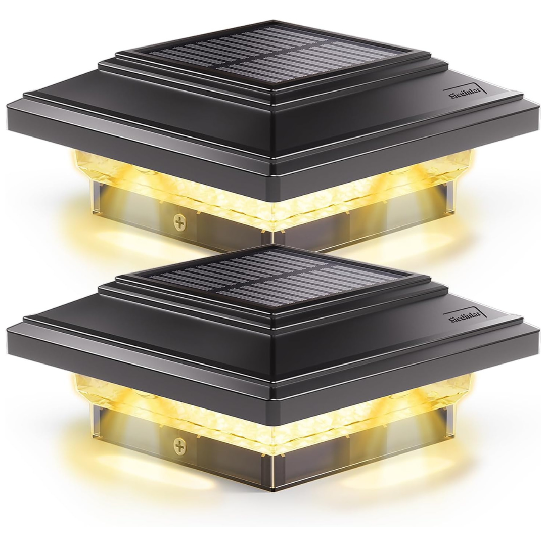 2-Pack SIEDiNLAR 50 Lumens 2 Modes 4x4 Solar Post Lights