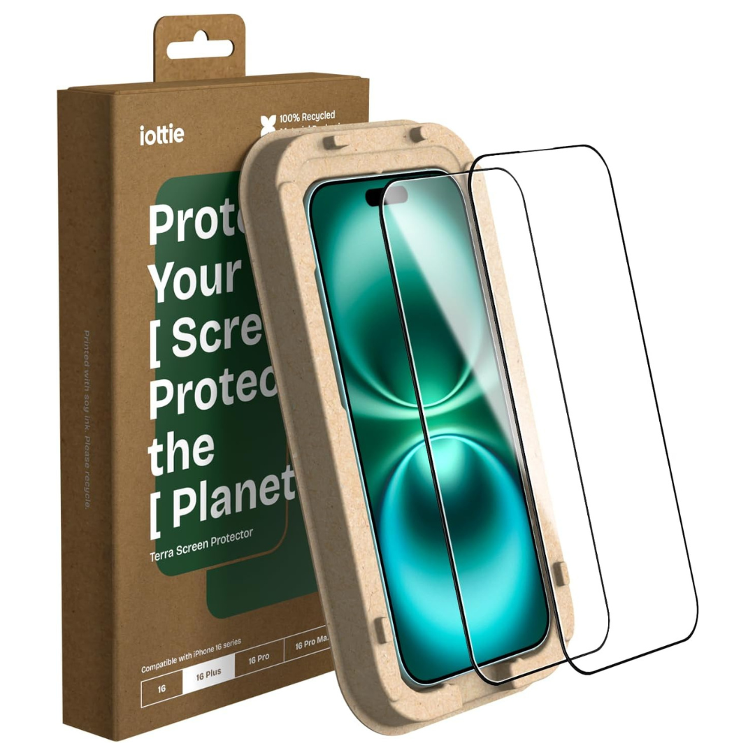 2-Pack iOttie Terra iPhone 16 Plus Tempered Glass Screen Protector