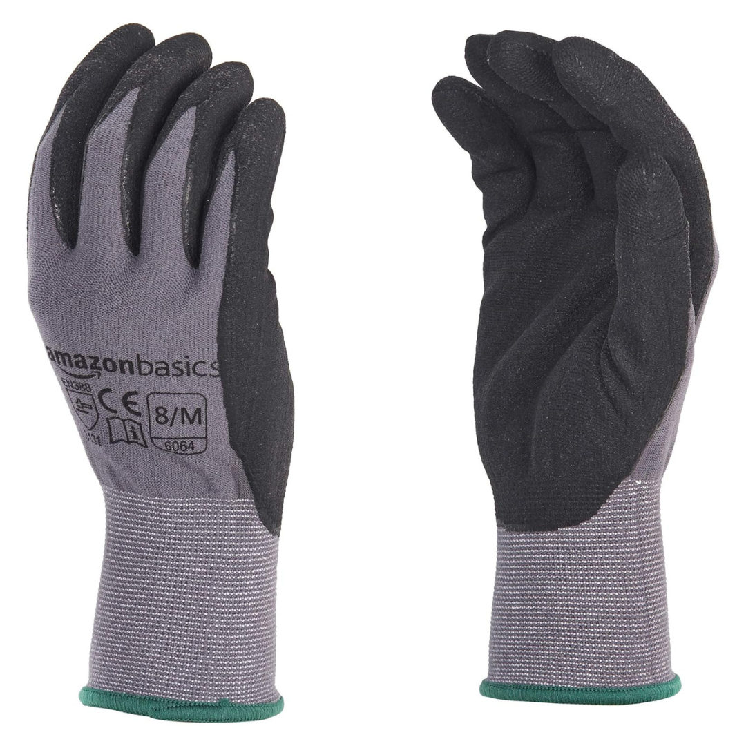 12-Pairs Amazon Basics Micro-Foam Nitrile Coated Work Gloves