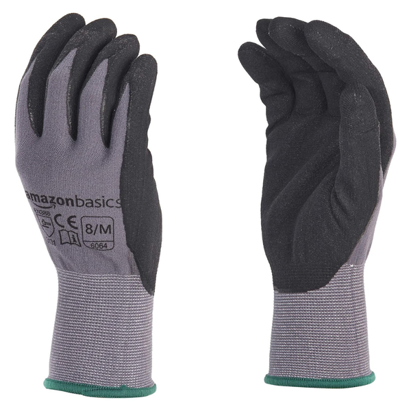 12-Pairs Amazon Basics Micro-Foam Nitrile Coated Work Gloves
