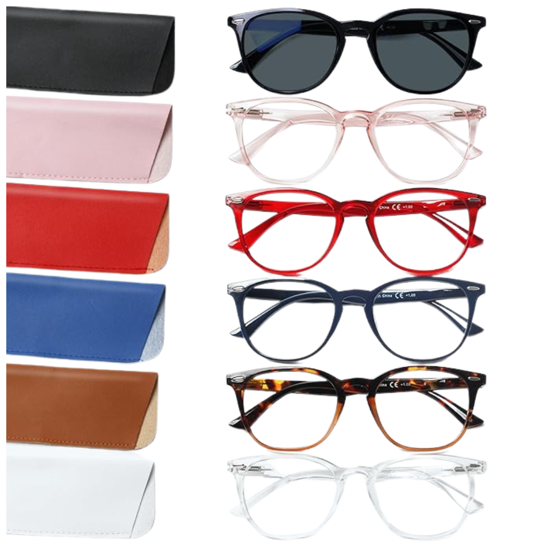 6 Pack Unisex Blue Light Blocking Reading Glasses