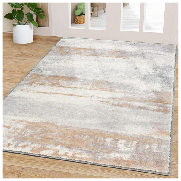 47"X71" Faux Wool Abstract Non-Slip Rug