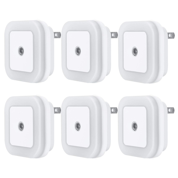 6-Pack Plug-in LED Night Light With Dusk To Dawn Sensor
