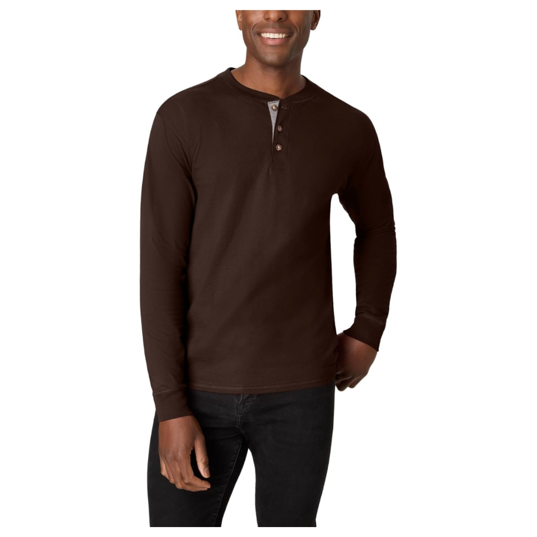 Hanes T Beefyt Henley Men's Cotton Long Sleeve Shirts