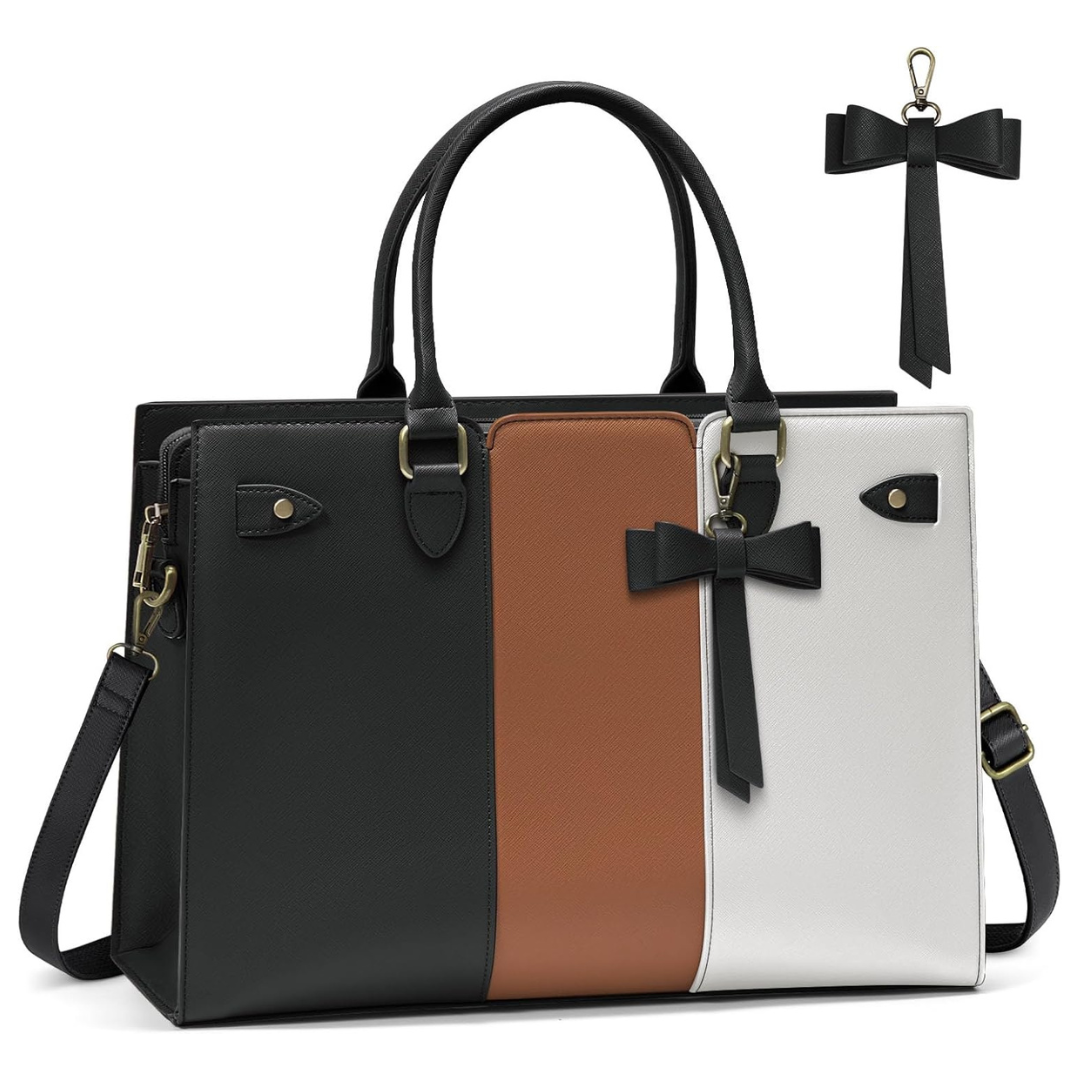 15.6" Waterproof Pu Leather Laptop Tote Bag