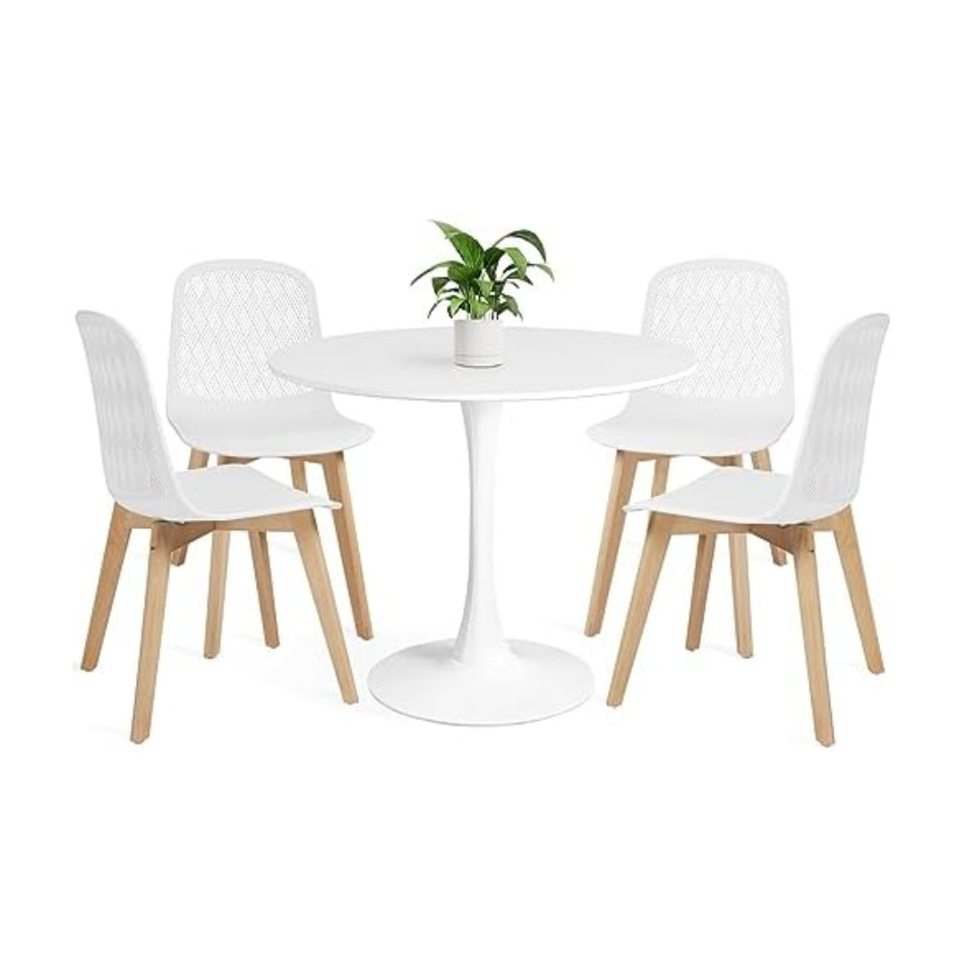 Mid Century Modern Round Dining Set For 4