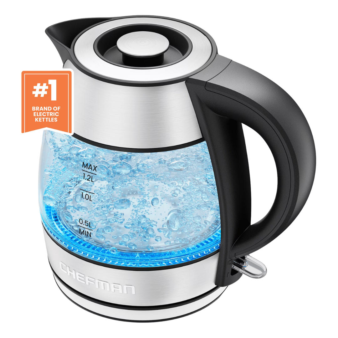 1.2L Chefman Rapid Boil Electric Tea Kettle With Removable Lid