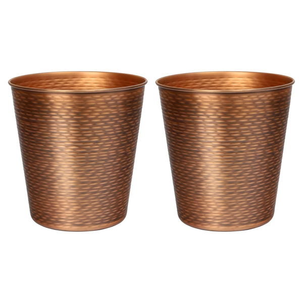 Set Of 2 happimess Remi Modern Classic Textured Steel 2 Gal Waste Bin