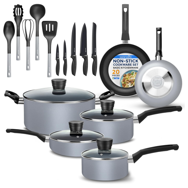 20-Piece SereneLife Heat Resistant Non-Stick Coating Cookware Set