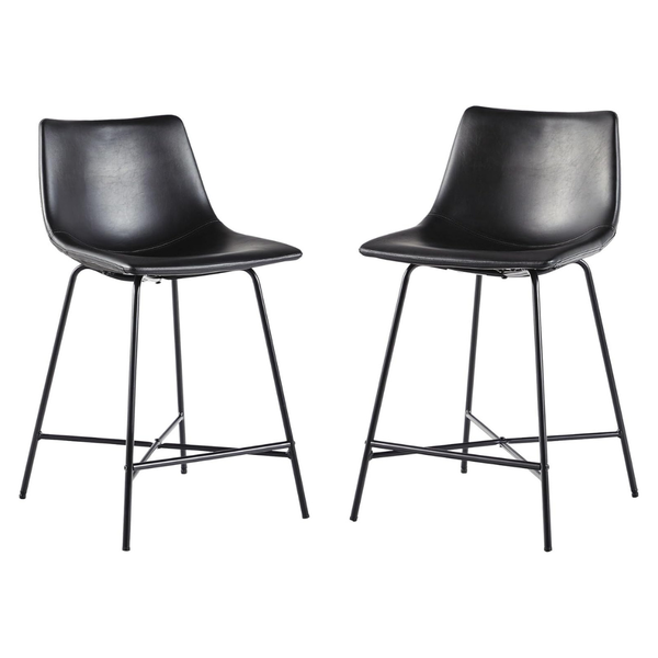 Set Of 2 Walker Edison Xuma Modern Faux Leather Counter Stool