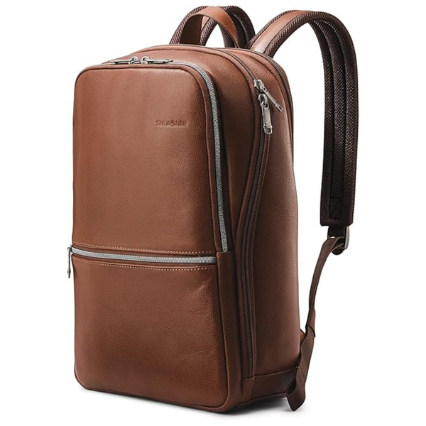 Samsonite Classic Leather Slim Backpack (Cognac)