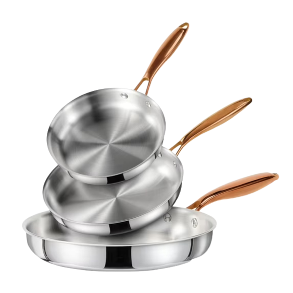 Carote 3-Piece Tri-Ply Stainless Steel Frying Pan Set (8"/10"/12")