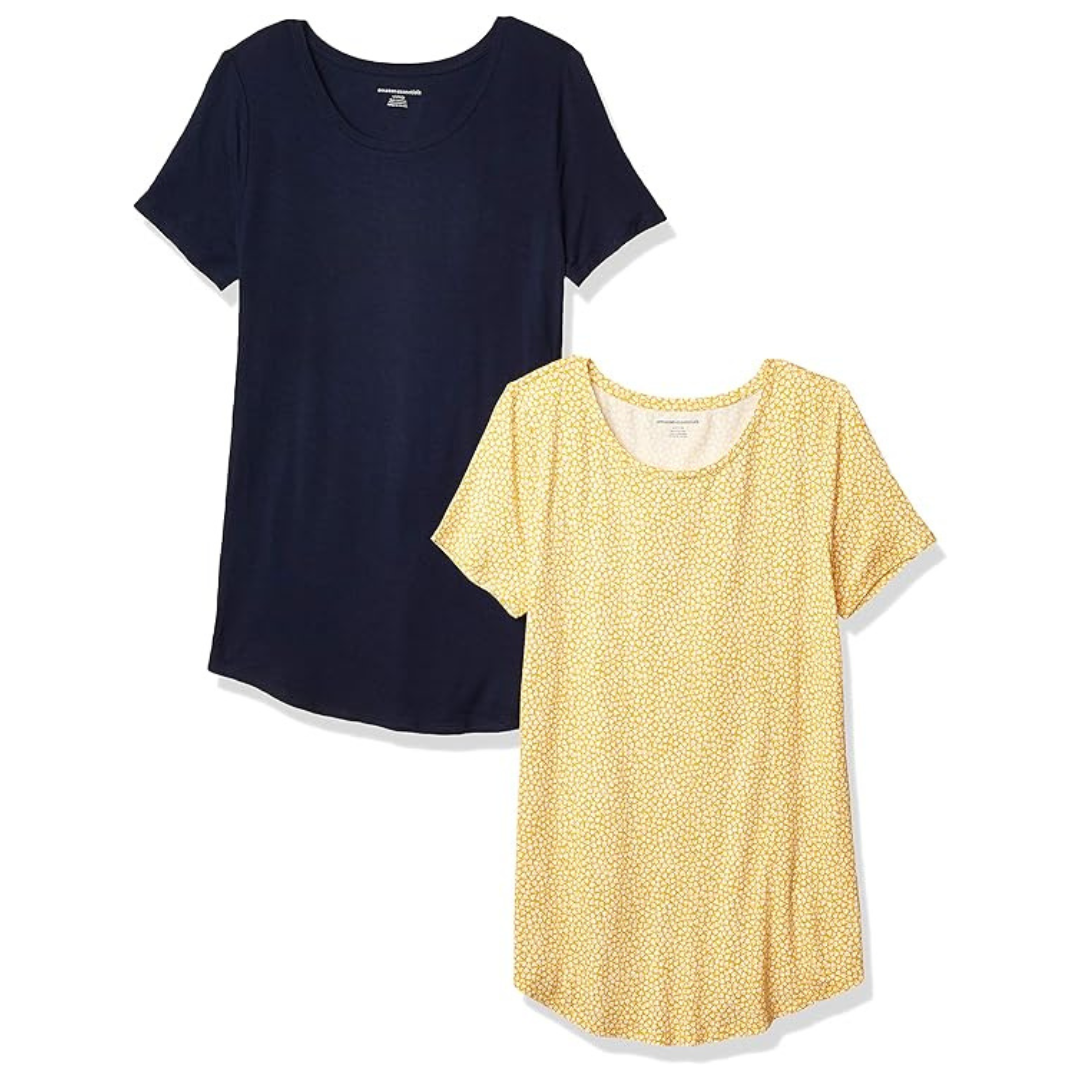 2-Pack Amazon Essentials Women's Coopneck Tunic Tops