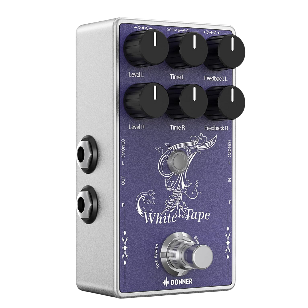 White Tape Stereo Delay Pedal Analog With Echo Effect