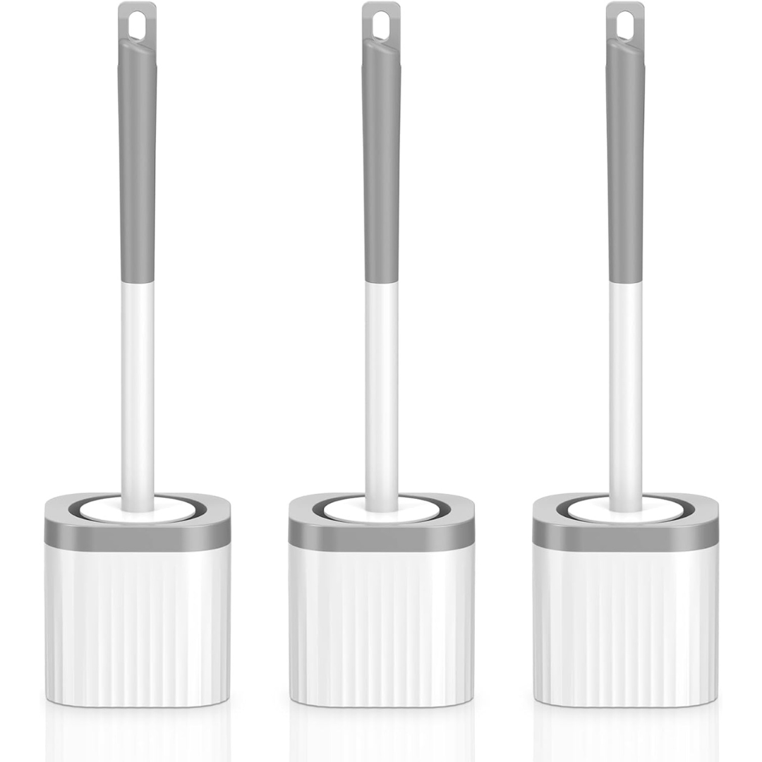 3-Pack Toilet Brush and Holder Set with Nylon Bristles Toilet Bowl
