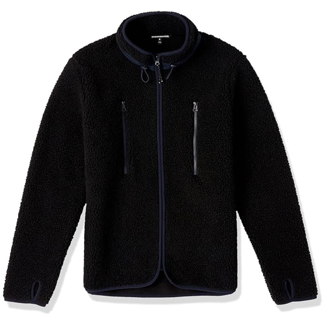 Amazon Essentials Men's Teddy Fleece Full-Zip Mock Neck JacketMost Clicked