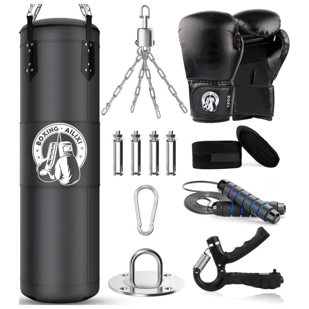 4FT Unfilled Heavy Punching Boxing Bag Set With Punching Gloves
