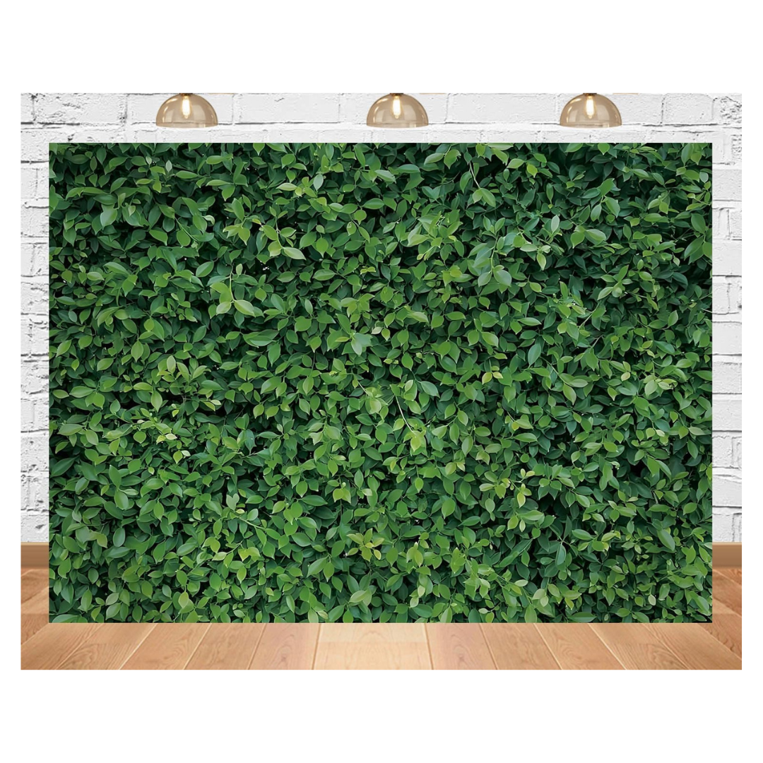 7x5ft Fabric 3D Green Leaves Grass Backdrop