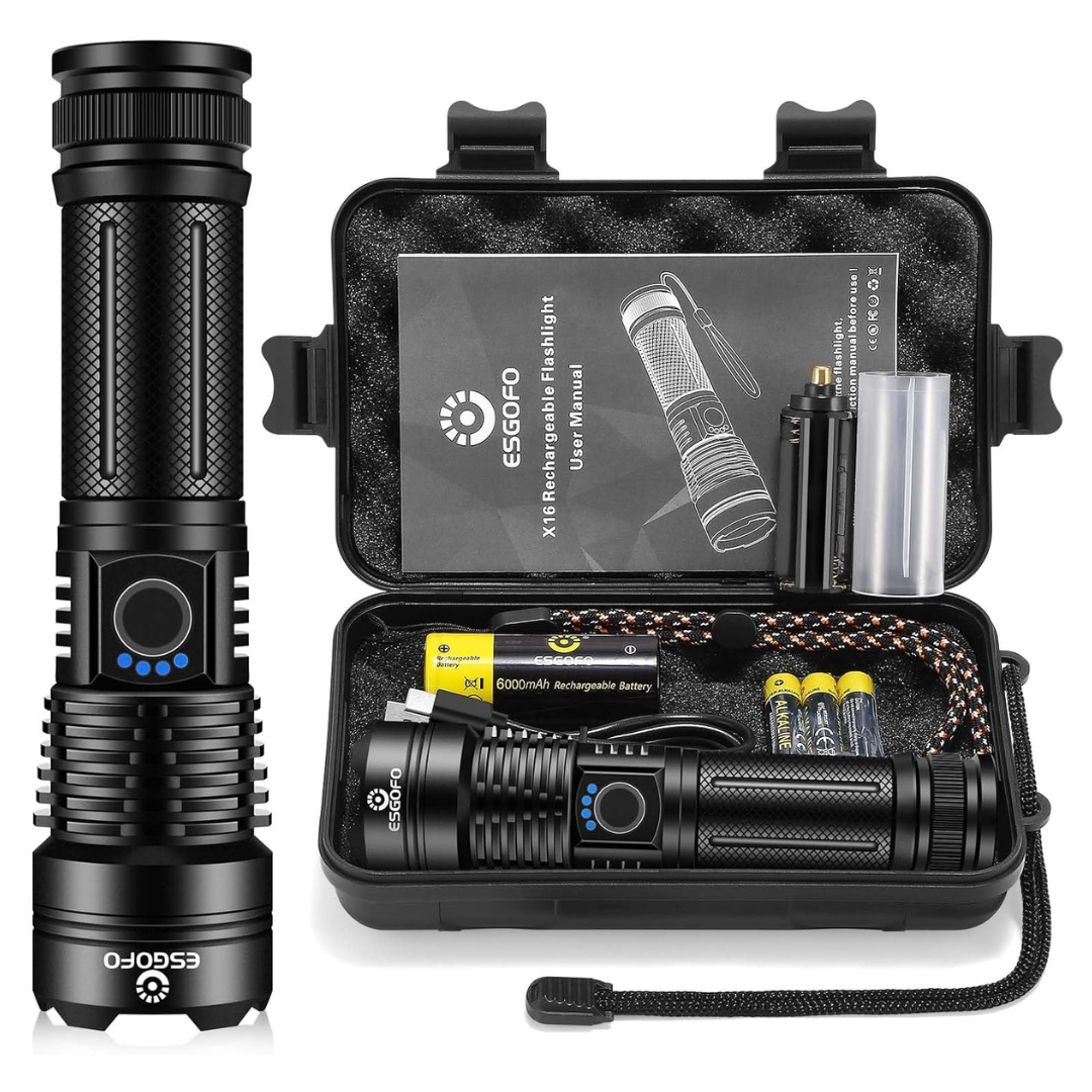 Esgofo 10000-Lumens Rechargeable Super Bright LED Flashlight