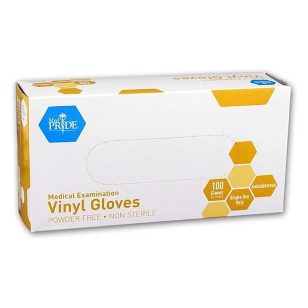 100-Count MED PRIDE Medical Vinyl Examination Gloves