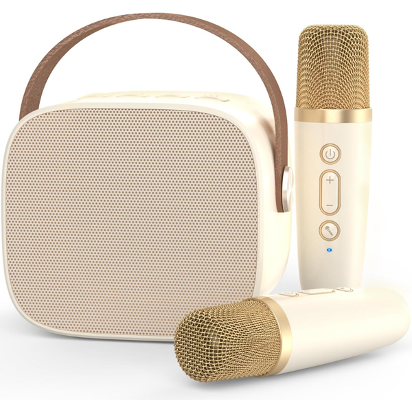 Mini Karaoke Machine with 2 Wireless Microphone
