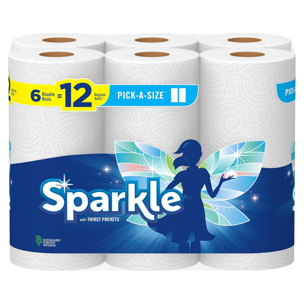 6-Pack Sparkle Double Rolls Pick-A-Size Paper Towels