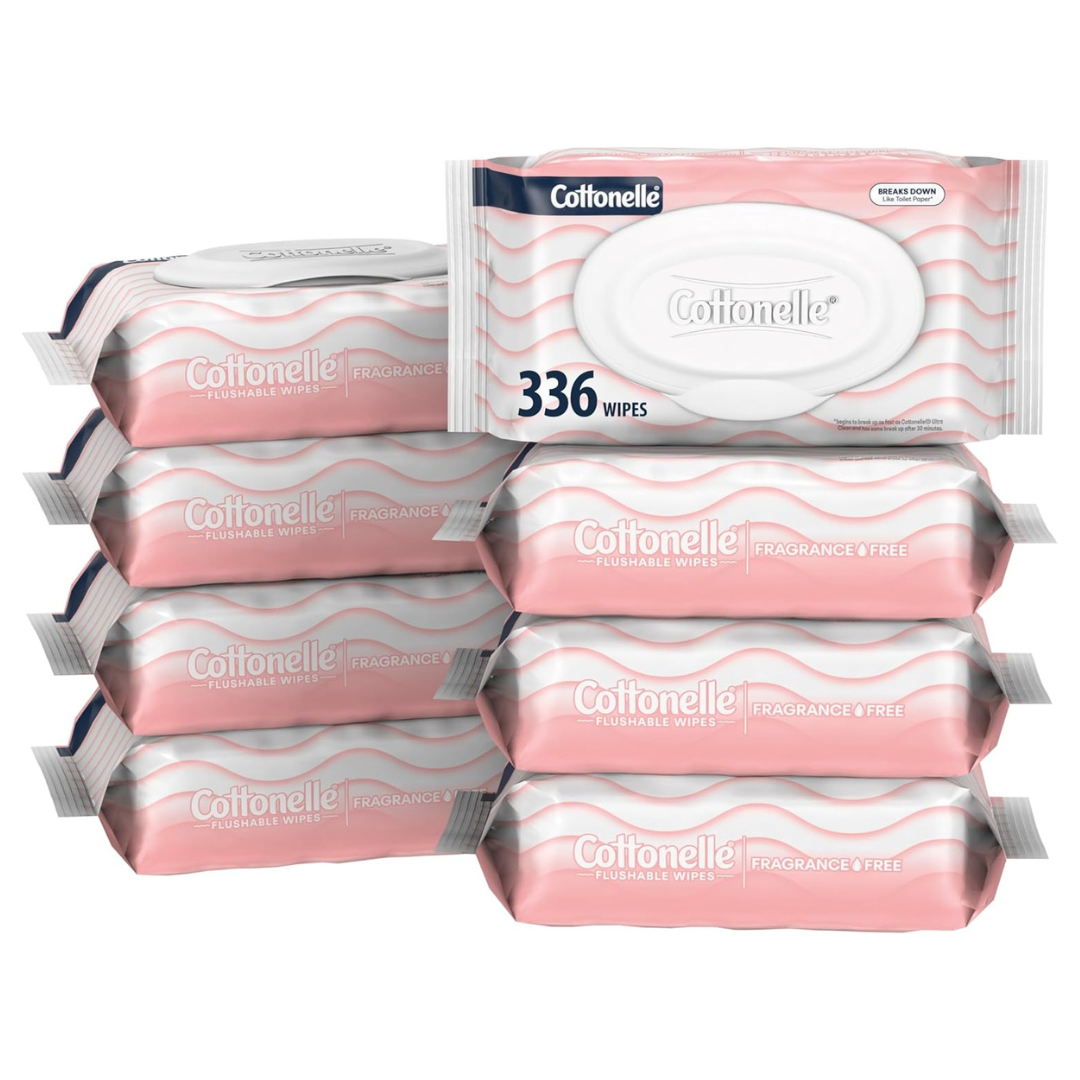 336-Count Cottonelle Fragrance Free Flushable Adult Wet Wipes