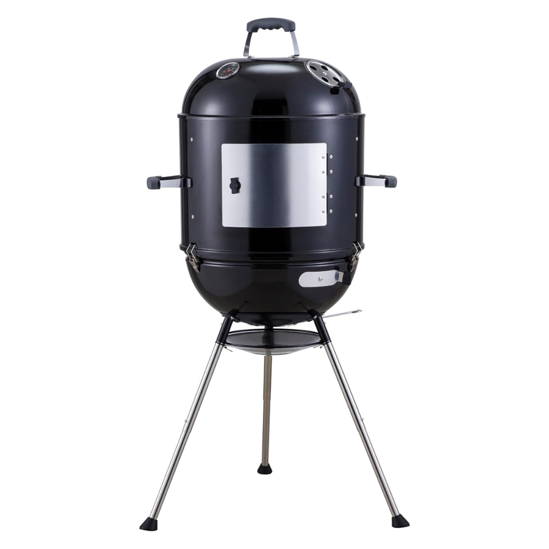 4-in-1 18" Vertical Charcoal BBQ Smoker And Portable Grill