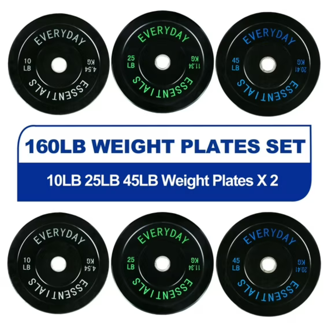 BalanceFrom Olympic Bumper Plate Weight Plate W/ Steel Hub 160 lbs Set