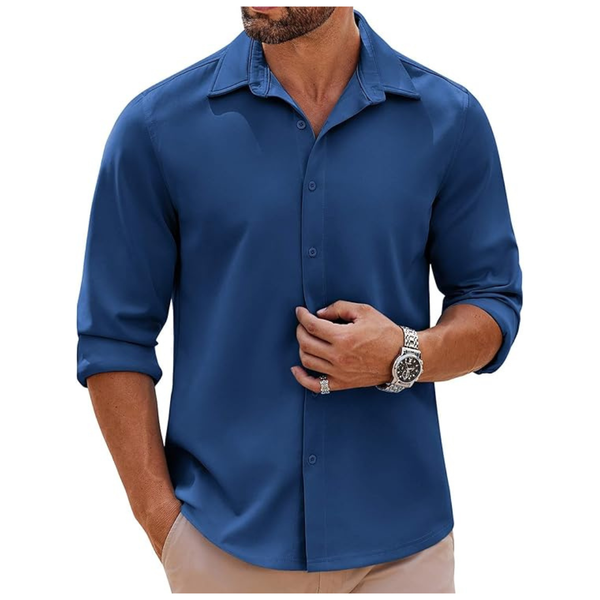 Men's Long Sleeve Stretch Button Down Shirt