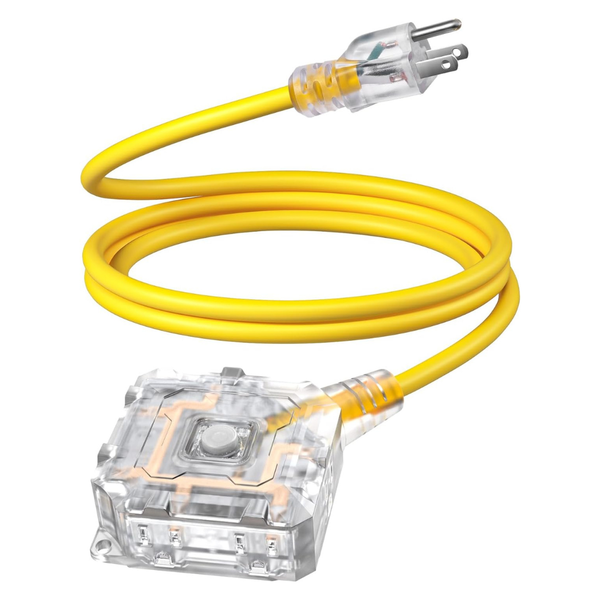 6FT Outdoor Extension Cord With 6 Outlets & On/Off Switch