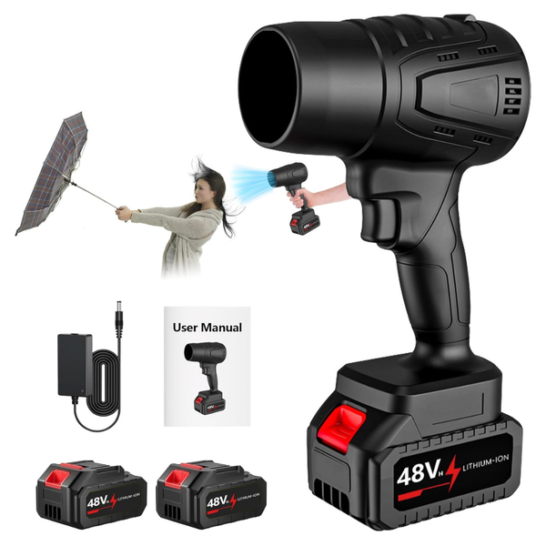 500000 RPM Turbo Power 21V Cordless Leaf Blower W/ 2 x Batteries