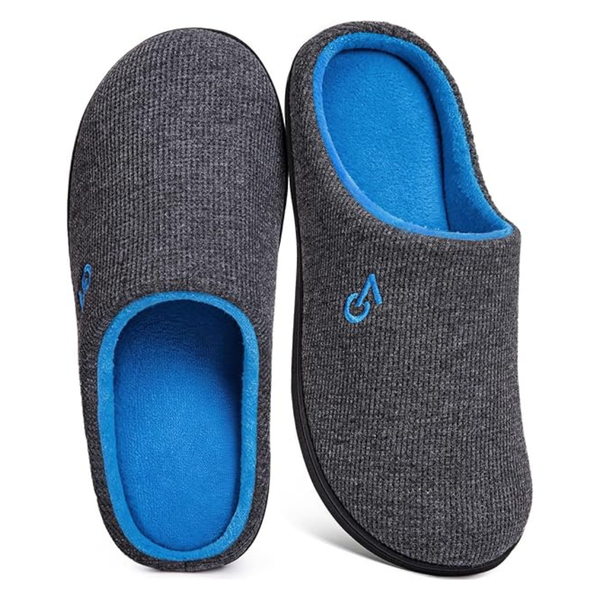 VeraCosy Men's Two-Tone Memory Foam House Slippers