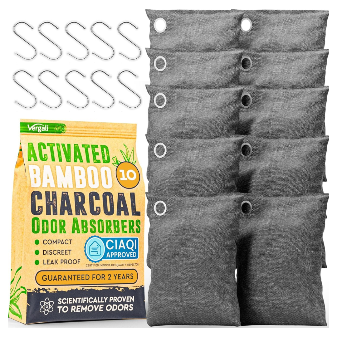 10-Pack Vergali Activated Charcoal Odor Absorber Bags