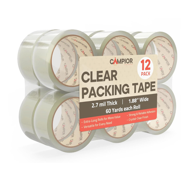 12 Rolls Of Heavy Duty Clear Packing Tape